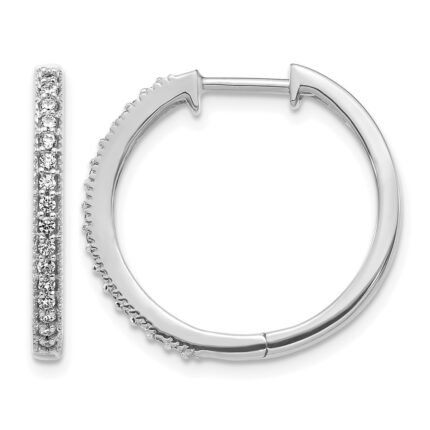 14k White Gold Diamond Milgrain Hinged Hoop Earrings
