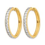 14k Yellow Gold Diamond Milgrain Hinged Hoop Earrings - Image 2