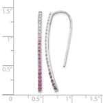 14k White Gold Ombre Pink Sapphire and Diamond Drop Wire Earrings - Image 4