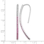 14k White Gold Ombre Pink Sapphire and Diamond Drop Wire Earrings - Image 4