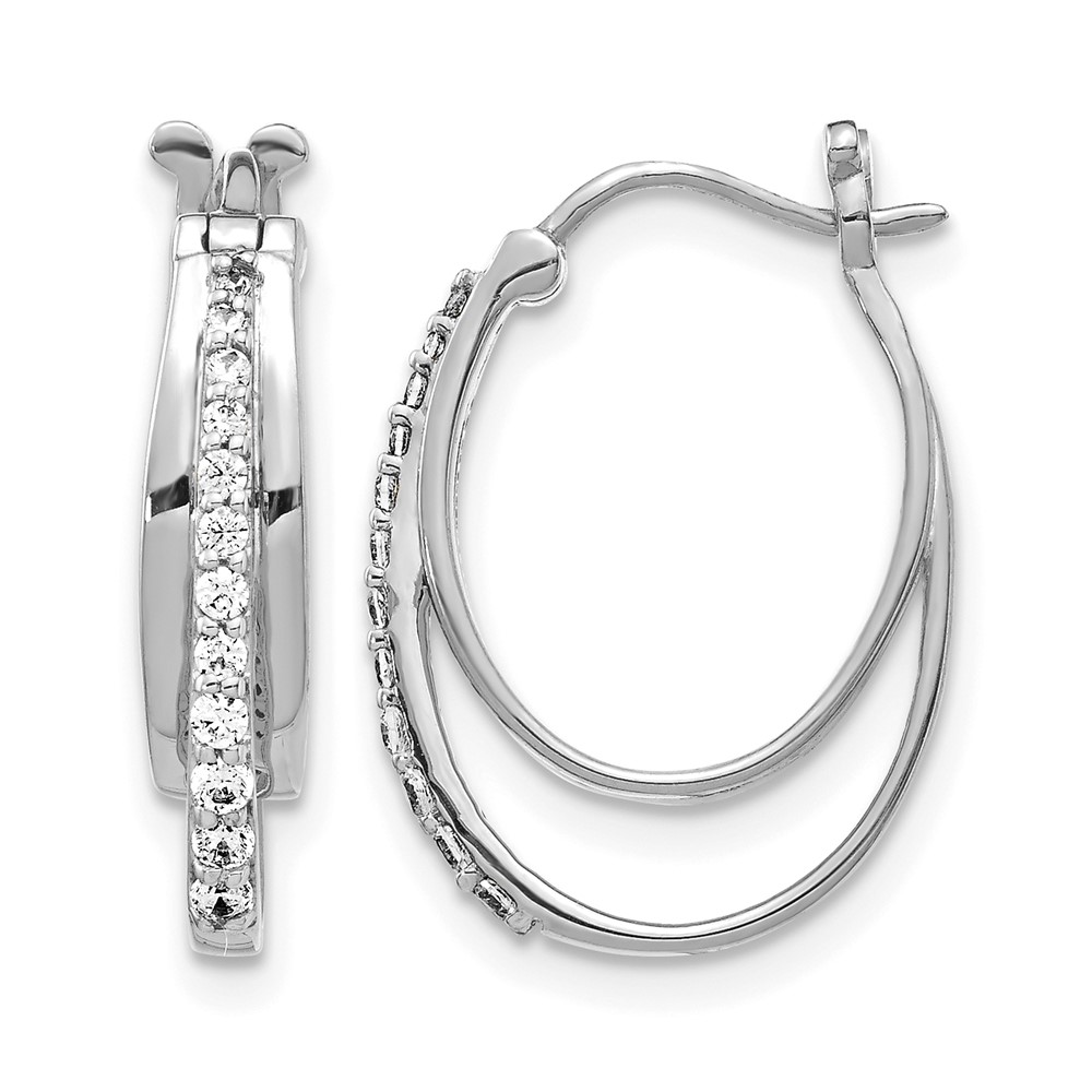 EM4343-025-WA.jpg 14k White Gold Diamond Hoop Earrings - Image 1