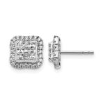 14k White Gold 1/2 carat Diamond Square Cluster Post Earrings