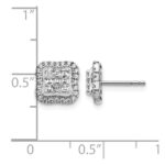 14k White Gold 1/2 carat Diamond Square Cluster Post Earrings - Image 4