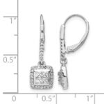 14k White Gold 1/2 carat Diamond Square Cluster Leverback Earrings - Image 4