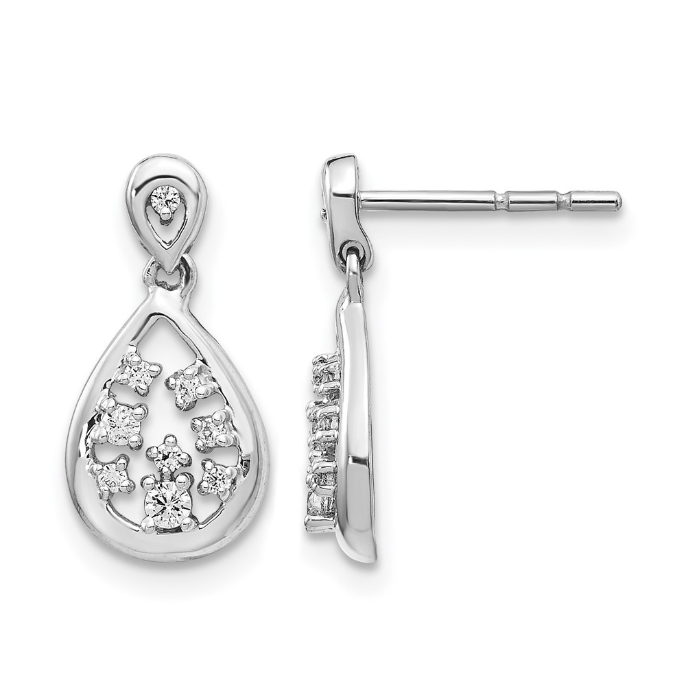 EM4385-016-WA-1.jpg 14k White Gold 1/6 carat Lab Grown Diamond VS/SI+ G+ Complete Dangle Teardrop Post Earrings - Image 1