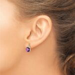 14k 7mm Cushion Checkerboard February/Amethyst and Diamond Post Earrings - Image 3