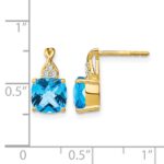 14k 7mm Cushion Checkerboard December/Blue Topaz and Diamond Post Earrings - Image 4