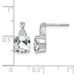 14k White Gold 7mm Cushion Checkerboard April/White Topaz and Diamond Post Earrings - Image 4