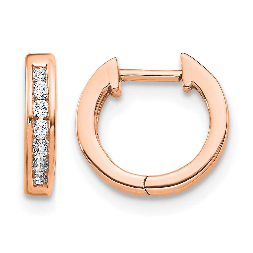 EM5347-010-RA-1.jpg 14k Rose Gold 1/8 carat Lab Grown Diamond VS/SI+ G+ Complete Hinged Hoop Earrings - Image 1