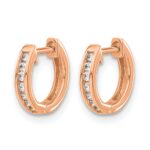 14k Rose Gold Polished Diamond Hinged Hoop Earrings - Image 2