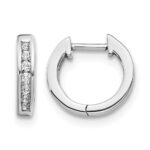 14k White Gold Diamond Hinged Hoop Earrings