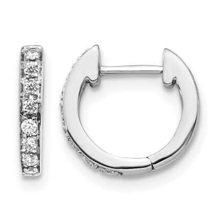 14k White Gold Diamond Hinged Hoop Earrings