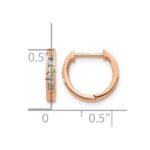 10k Rose Gold Polished Diamond Hinged Hoop Earrings - Image 4