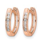 14k Rose Gold Polished Diamond Hinged Hoop Earrings - Image 2