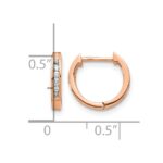 14k Rose Gold Polished Diamond Hinged Hoop Earrings - Image 4