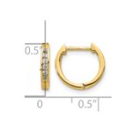 14k Gold Polished Diamond Hinged Hoop Earrings - Image 4