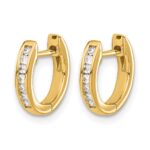 10k Gold Polished Diamond Hinged Hoop Earrings - Image 2