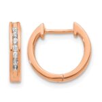 14k Rose Gold Diamond Hinged Hoop Earrings