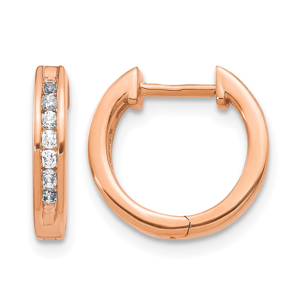 EM5352-025-RA-1.jpg 14k Rose Gold 1/4 carat Lab Grown Diamond VS/SI+ G+ Complete Hinged Hoop Earrings - Image 1