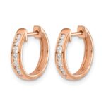 14k Rose Gold Diamond Hinged Hoop Earrings - Image 2
