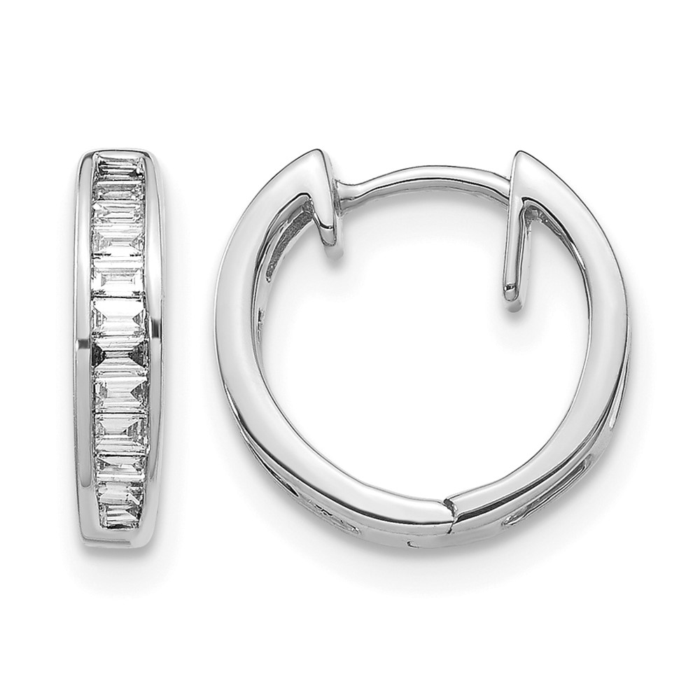 EM5356-025-1WA.jpg 10k White Gold Baguette Diamond Hinged Hoop Earrings - Image 1