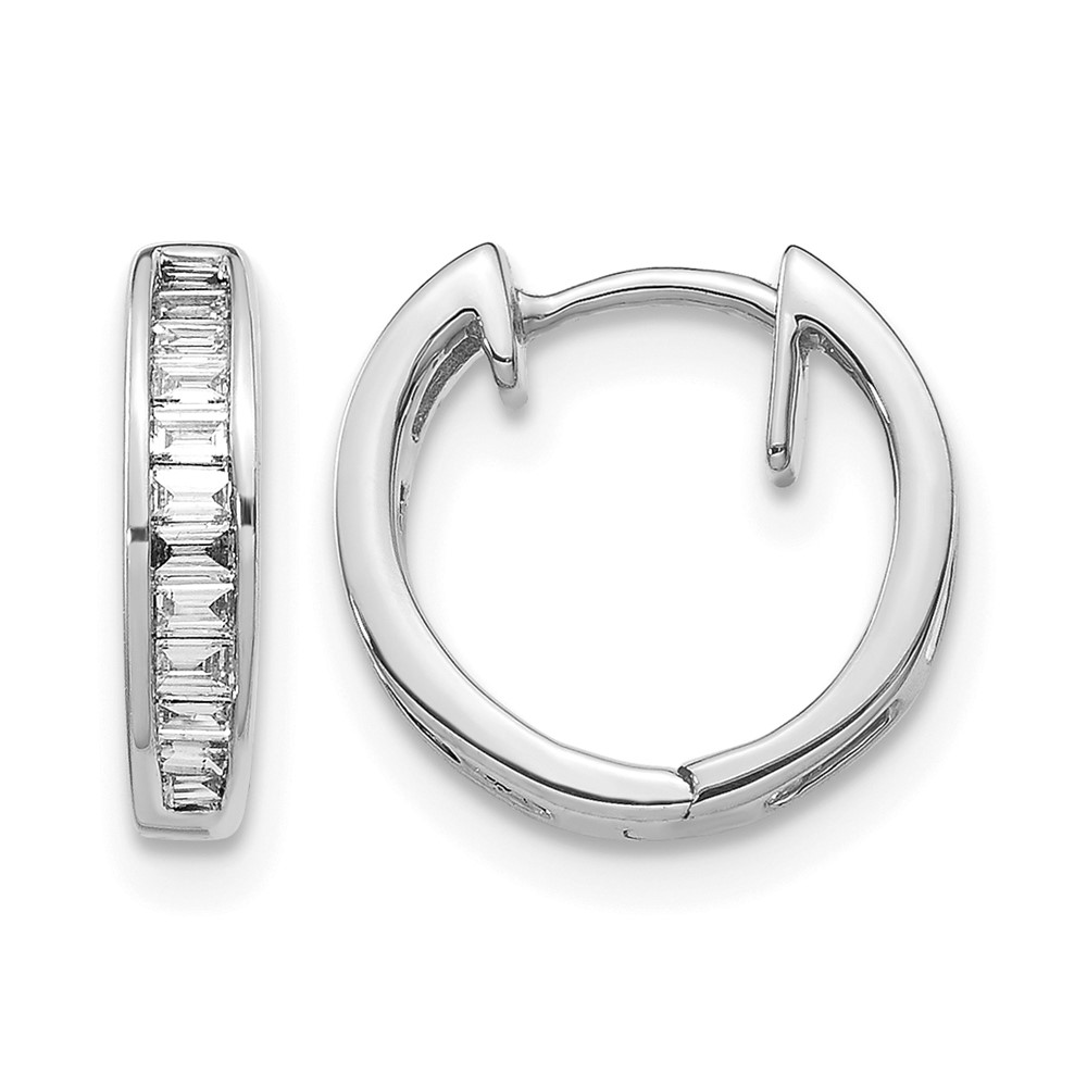 EM5356-025-WA.jpg 14k White Gold Baguette Diamond Hinged Hoop Earrings - Image 1