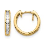 14k Baguette Diamond Hinged Hoop Earrings