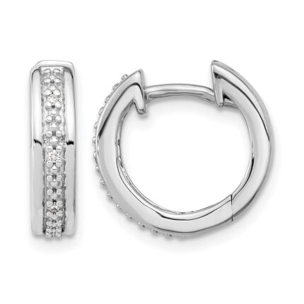 10k White Gold Diamond Complete Hinged Hoop Earrings