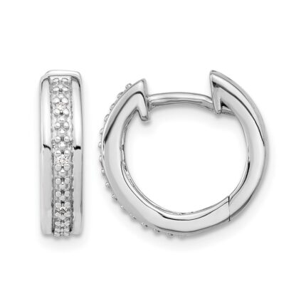 14k White Gold Diamond Complete Hinged Hoop Earrings