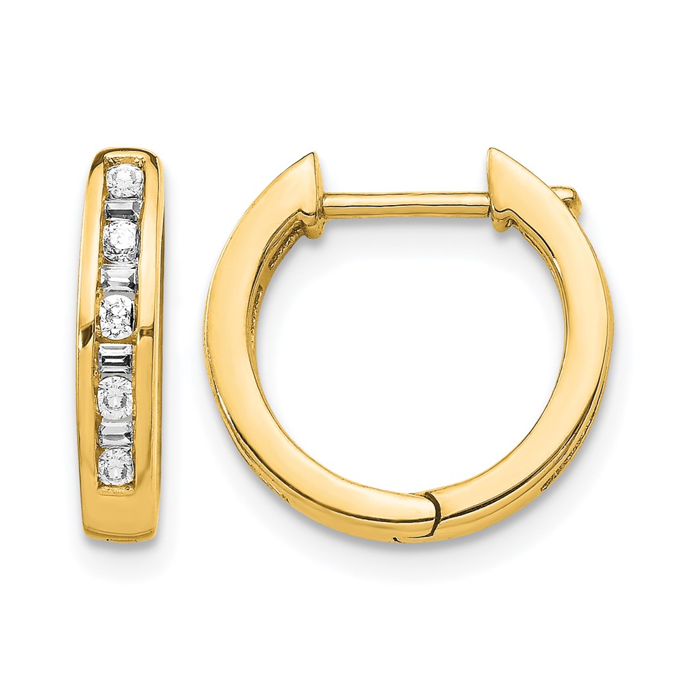 EM5359-025-1YA.jpg 10k Round/Baguette Diamond Hinged Hoop Earrings - Image 1