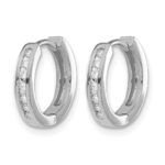 14k White Gold Diamond Hinged Hoop Earrings - Image 2