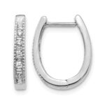 14k White Gold Diamond Oval Hinged Hoop Earrings