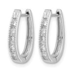 14k White Gold Diamond Oval Hinged Hoop Earrings - Image 2