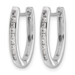 10k White Gold Diamond Oval Hinged Hoop Earrings - Image 2