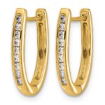 10k Diamond Oval Hinged Hoop Earrings - Image 2