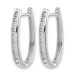 10k White Gold Diamond Oval Hinged Hoop Earrings - Image 2