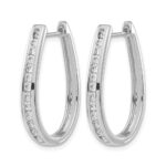 14k White Gold Diamond Oval Hinged Hoop Earrings - Image 2
