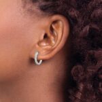 10k White Gold Diamond Hinged Hoop Earrings - Image 3