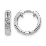 14k White Gold Diamond Hinged Round Hoop Earrings