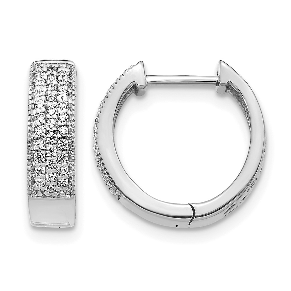 EM5377-025-WA.jpg 14k White Gold Diamond Hinged Hoop Earrings - Image 1