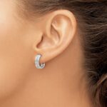 14k White Gold Diamond Hinged Oval Hoop Earrings - Image 3