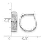 14k White Gold Diamond Hinged Oval Hoop Earrings - Image 4