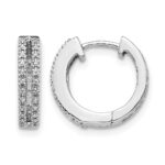 14k White Gold Diamond Hinged Round Hoop Earrings