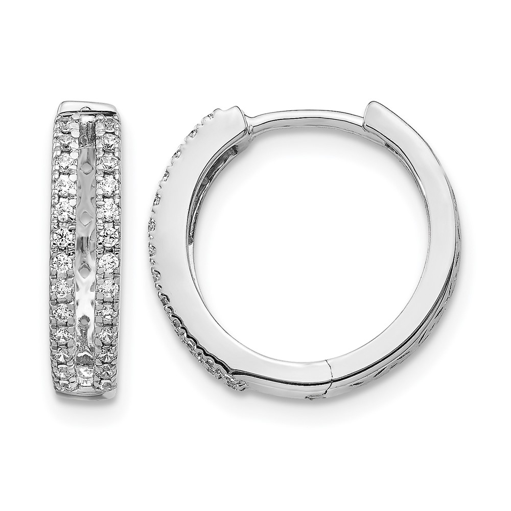 EM5381-025-WA.jpg 14k White Gold Diamond Hinged Round Hoop Earrings - Image 1