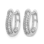 10k White Gold Polished Diamond Hinged Hoop Earrings - Image 2