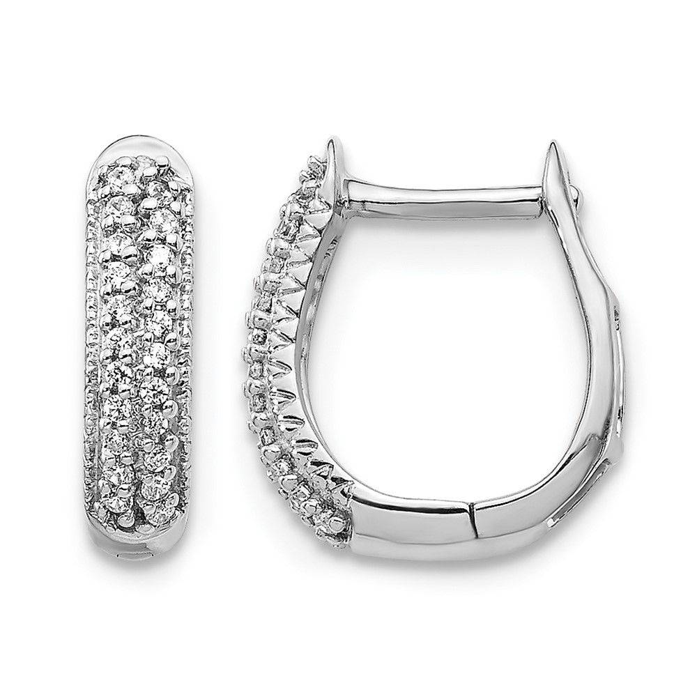 EM5385-016-WA.jpg 14k White Gold Polished Diamond Hinged Hoop Earrings - Image 1