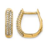 14k Polished Diamond Hinged Hoop Earrings
