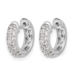 14k White Gold Diamond Hinged Hoop Earrings - Image 2