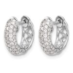 10k White Gold Diamond Hinged Hoop Earrings - Image 2