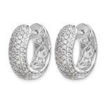 14k White Gold Diamond Hinged Hoop Earrings - Image 2
